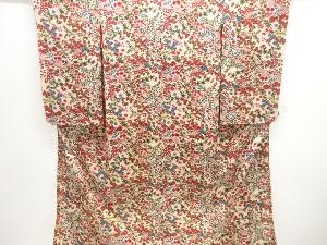 アンティーク　紋錦紗雲に草花模様着物